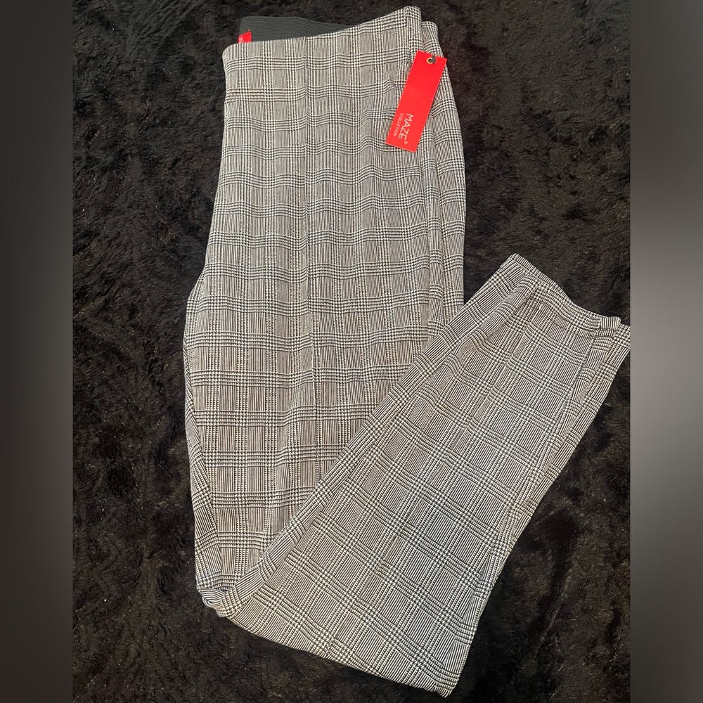 Grey Plaid stretch pants fits up to 1X